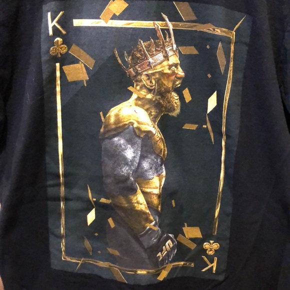 UFC Reebok Connor McGregor The King Playing Card T Shirt Mens M Black Gold - Picture 1 of 3